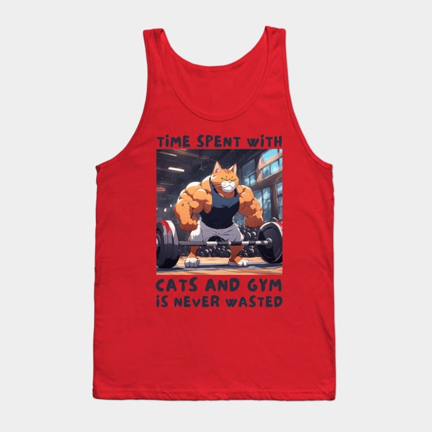 Time spent wth gym and cats Tank Top by IOANNISSKEVAS